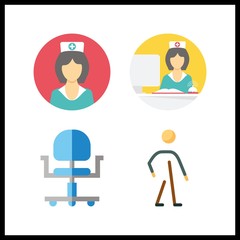 4 disabled icon. Vector illustration disabled set. wheel chair and nurse icons for disabled works