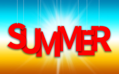 Summer text hanging on ropes