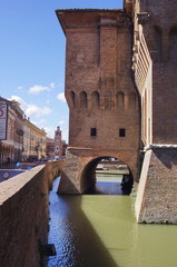 Detail of Este castle, Ferrara, Italy
