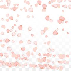 Fototapeta na wymiar Love Hearts Confetti Falling Background. St. Valentine's Day pattern Romantic Scattered Hearts. Vector Illustration for Cards, Banners, Posters, Flyers for Wedding, Anniversary, Birthday Party, Sales.