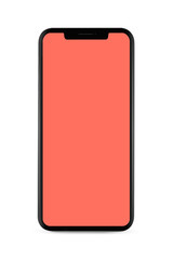 bezel-less smartphone with blank transparent screen, isolated on white background . Screen is cut out with path