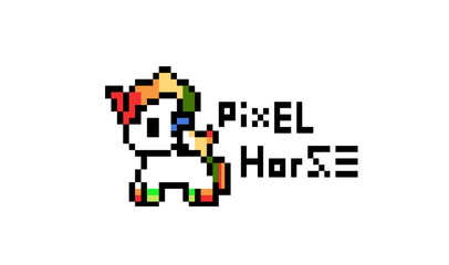 Pixel horse of pixel art animal