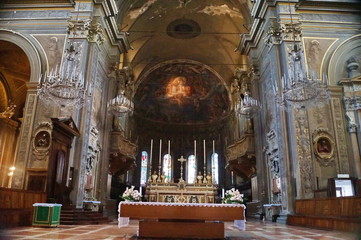 Interior of the cathedral of Ferrara, Italy
