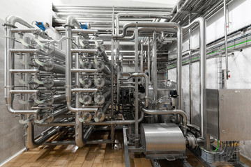 System of chrome-plated pipes at the food industry plant