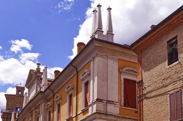 Top of a palace in Corso Ercole d'Este, Ferrara, Italy