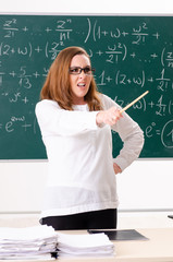 Female math teacher in the classroom 