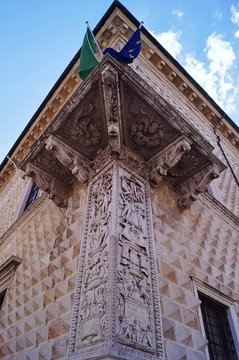 Detail of Diamonds Palace, Ferrara, Italy