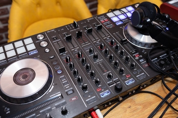 Fototapeta premium close-up equipment at the disco in the club