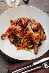 Broiler chicken with vegetables
