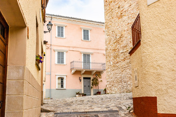 Fototapeta na wymiar Street of the Monte Grimano Village in the Montefeltro region of Italy