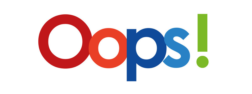oops label in white background
