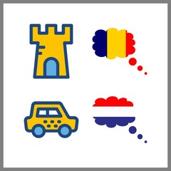 4 europe icon. Vector illustration europe set. netherland and tower icons for europe works