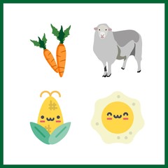 4 farm icon. Vector illustration farm set. corn and egg icons for farm works