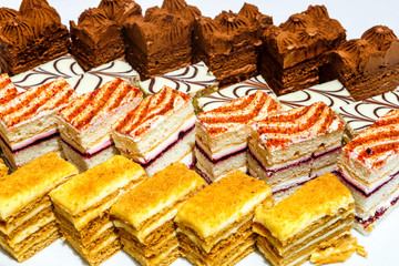 Three rows of sponge cakes