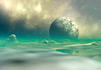 3D Rendered Fantasy Alien Landscape - 3D Illustration