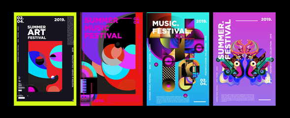 Summer Colorful Art and Music Festival Poster and Cover Template for Event, Magazine, and Web Banner.