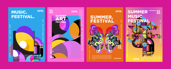 Summer Colorful Art and Music Festival Poster and Cover Template for Event, Magazine, and Web Banner.