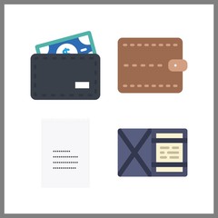 Obraz premium 4 debt icon. Vector illustration debt set. wallet and receipt icons for debt works