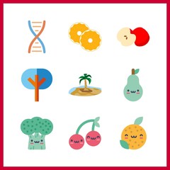 9 stem icon. Vector illustration stem set. palm and apple icons for stem works