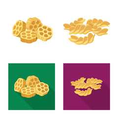 Vector design of pasta and carbohydrate icon. Collection of pasta and macaroni vector icon for stock.