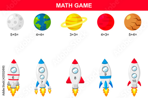 Math enlightening match for children. Printable addition graphic relating to Printable Planets named Math informative sport for little ones. Printable addition