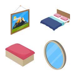 Isolated object of bedroom and room sign. Collection of bedroom and furniture stock symbol for web.