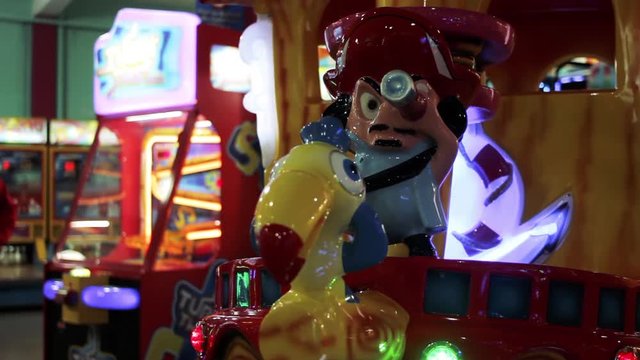 Pirate Figure with Spyglass on Kiddie Ride Pirate Ship - Close Up