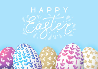 Easter eggs with floral ornate