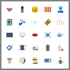 25 man icon. Vector illustration man set. passport and panties icons for man works