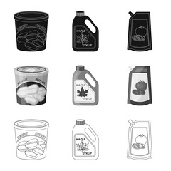 Vector illustration of can and food icon. Collection of can and package stock vector illustration.