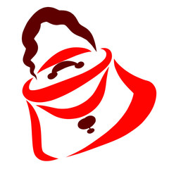 small red ladies handbag, sketch on white background