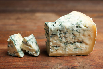 Sliced blue cheese