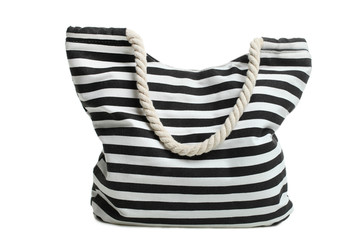 striped beach bag isolated