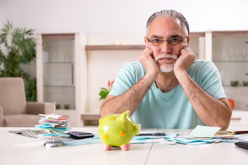 White bearded old man in budget planning concept 