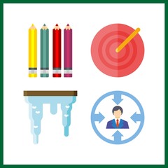 4 sharp icon. Vector illustration sharp set. colored pencils and icicle icons for sharp works
