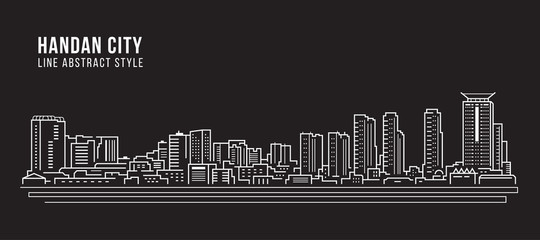 Cityscape Building Line art Vector Illustration design -  Handan city