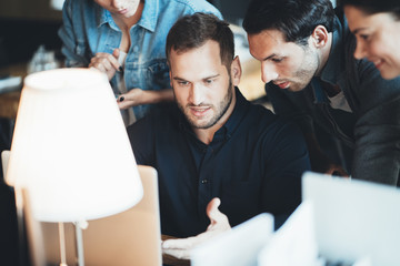Business teamwork. Group of people discussing daily plans in the office