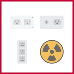 4 danger icon. Vector illustration danger set. radiation and socket icons for danger works