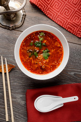 Spicy soup with stewed chicken