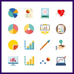 16 chart icon. Vector illustration chart set. line chart and stats icons for chart works