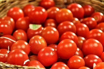 Tomatoes for sale at a market stall