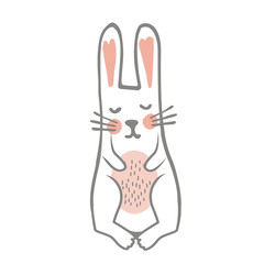 Bunny cute print. Hare fashion child vector. Cool and lovely rabbit illustration for nursery t-shirt, kids apparel, invitation, simple scandinavian child design