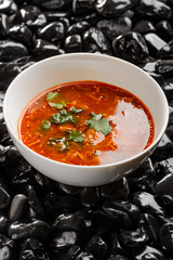 Bowl of red spicy soup