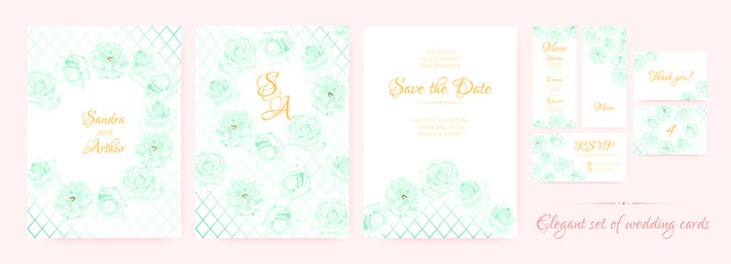 Wedding Invitation, Cards Templates Set.