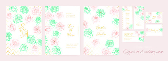 Wedding Cards or Invitation Templates Set.