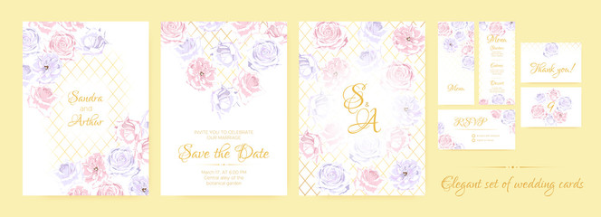 Floral Wedding Invite in Pastel Colors.