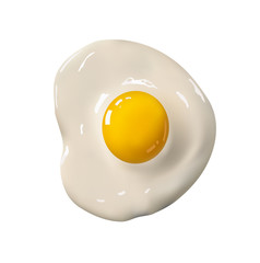 Fried egg. Fast food. Cooked omelet. Scrambled eggs. Isolated white background.