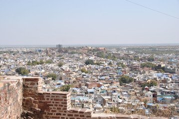 Fototapeta na wymiar View over Jodhpur seen from Mehrangarh fort in India