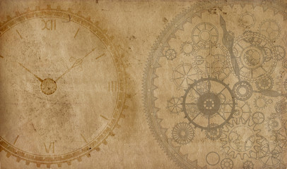 Fototapeta na wymiar Steampunk compass, background, menu, old retro vintage, frame, cogs, canvas paper