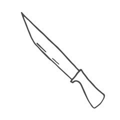 Kitchen knife doodle. Vector sketch isolated on white background.